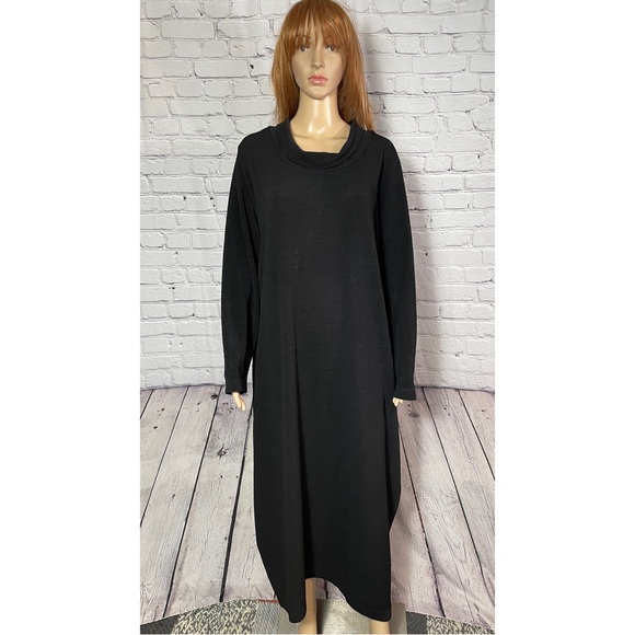 Moonlight by Y & S Black Cowl Neck Long Sleeve Dress Size L - Picture 1 of 9